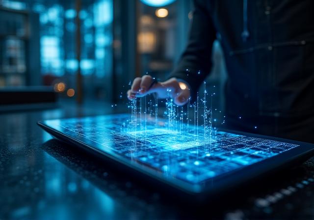 Futuristic AI interface representing business automation