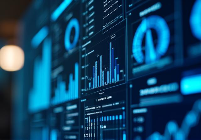 Close-up view of a sophisticated AI reporting interface with clean data visualization