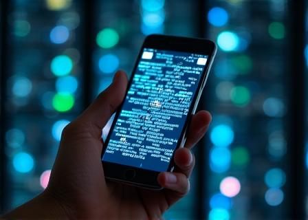 Mobile device showing real-time API data flow from a cloud server